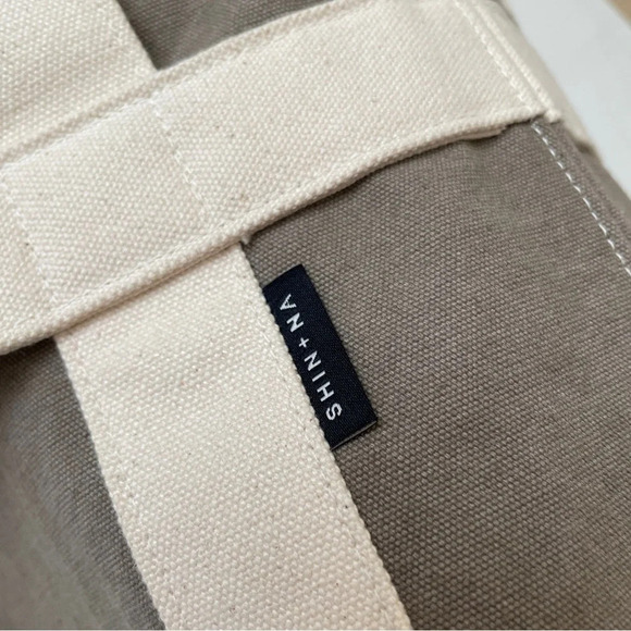 SHIN+NA Limited Edition THE CROSSBODY MINI CANVAS TOTE Bag in Taupe - Picture 8 of 16